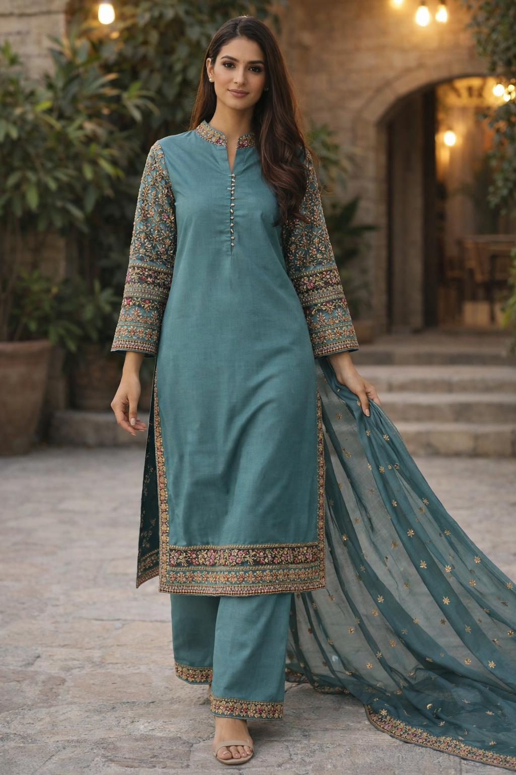 Teal Embroidered Grace