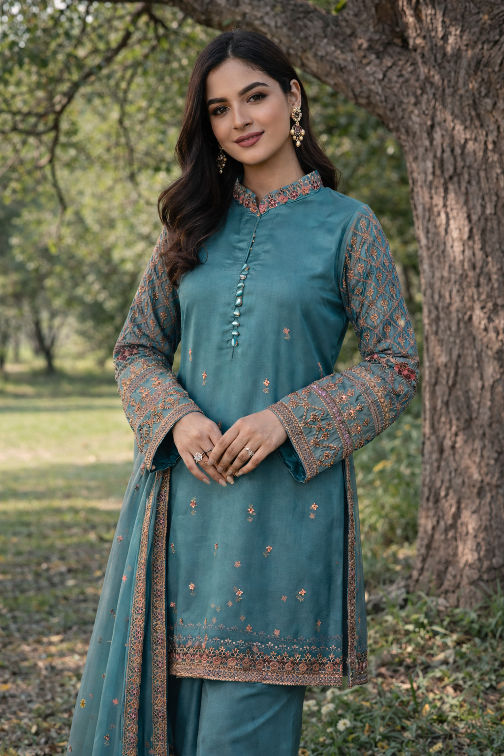 Teal Embroidered Grace